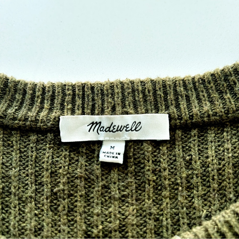 Madewell Thompson Pocket Pullover Sweater Heather Elm Green Size M - Picture 13 of 16
